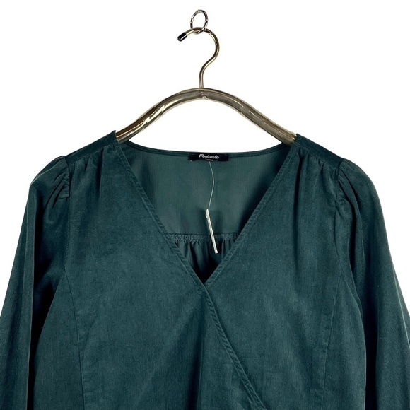 Madewell Forest Green V-Neck Blouse - Picture 6 of 14